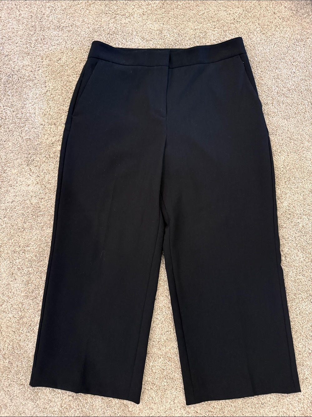 Ann Taylor Black Wide-Leg Cropped Trousers